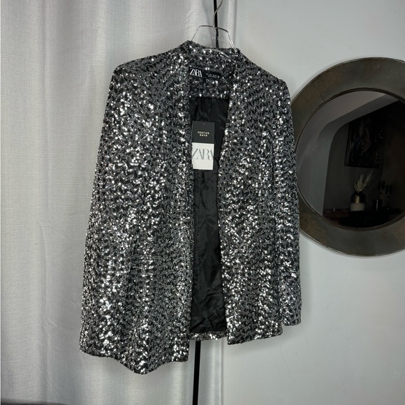 PROMLINK Women's Long Sequin Cardigan Blazer - Silver, 4X-Large, Evening & Party Wear - View #5